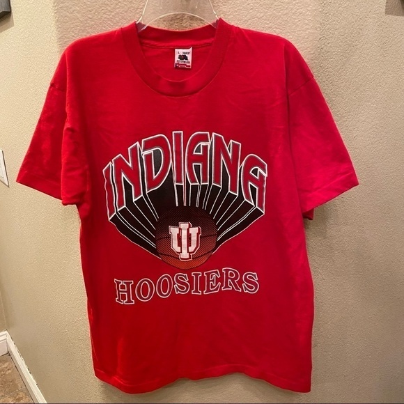 Vintage Red INDIANA Hoosiers T-Shirt Size Large-Made in USA - Picture 1 of 7